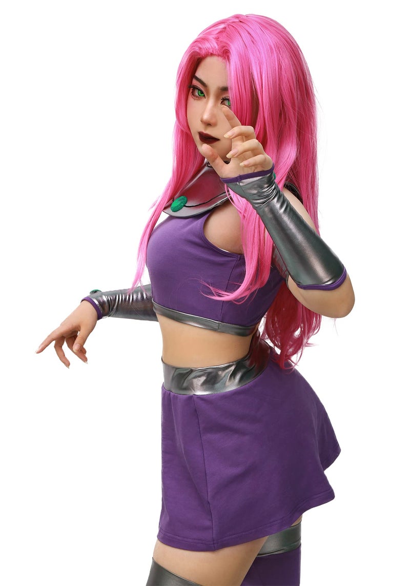 C-ZOFEK US Size Purple Dress Cosplay Costume Halloween Outfit with Stockings (Large) - Image 3